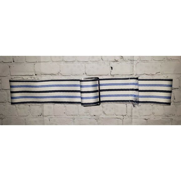 NWT Express Women's Size XS/S Belt White & Blue Stripe Wide - Picture 2 of 2